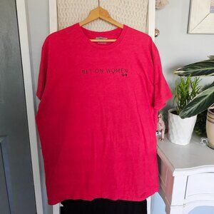 BreakingT “Bet on Women” Tee | WNBPA Support Shirt | Red Graphic Tee | Size L